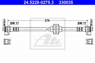 ATE 24.5228-0275.3 тормозной шланг на FIAT CINQUECENTO (170)