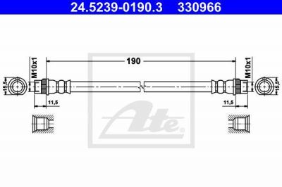 ATE 24.5239-0190.3 тормозной шланг на PEUGEOT 208