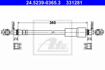 ATE 24.5239-0365.3 тормозной шланг на PEUGEOT EXPERT Tepee (VF3V_)