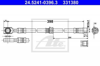 ATE 24.5241-0396.3 тормозной шланг на OPEL ASTRA G универсал (F35_)