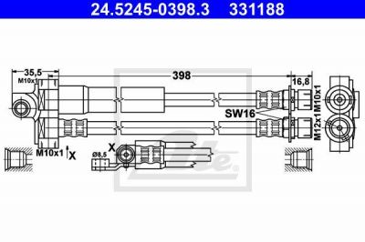 ATE 24.5245-0398.3 тормозной шланг на FORD TRANSIT c бортовой платформой/ходовая часть (E_ _)