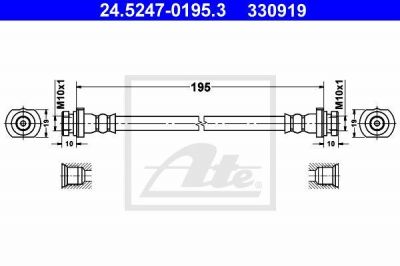 ATE 24.5247-0195.3 тормозной шланг на NISSAN MICRA II (K11)