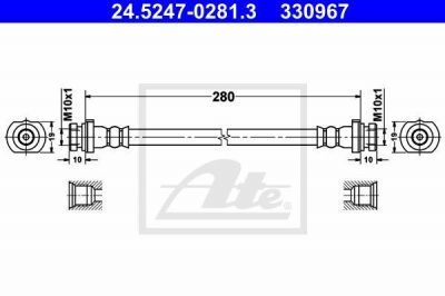 ATE 24.5247-0281.3 тормозной шланг на NISSAN MICRA III (K12)