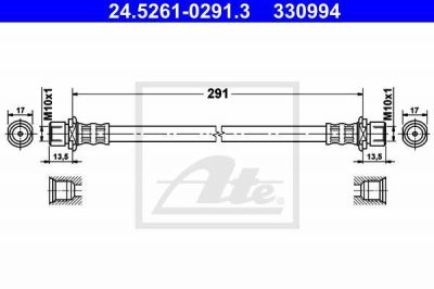 ATE 24.5261-0291.3 тормозной шланг на TOYOTA YARIS VERSO (_NLP2_, _NCP2_)