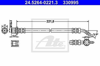 ATE 24.5264-0221.3 тормозной шланг на TOYOTA COROLLA Verso (ZDE12_, CDE12_)