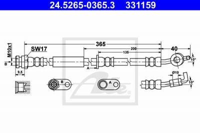 ATE 24.5265-0365.3 тормозной шланг на MAZDA 2 (DE)