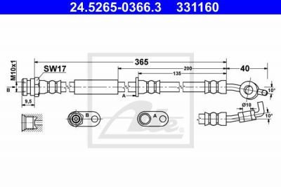 ATE 24.5265-0366.3 тормозной шланг на MAZDA 2 (DE)
