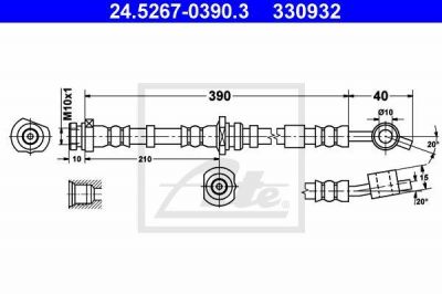 ATE 24.5267-0390.3 тормозной шланг на NISSAN PRIMERA Traveller (WP11)