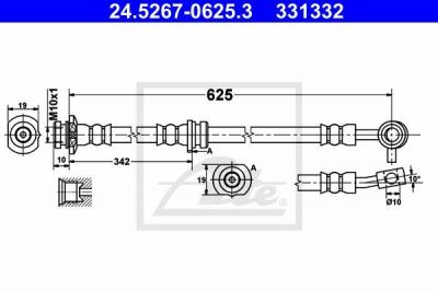 ATE 24.5267-0625.3 тормозной шланг на RENAULT KOLEOS (HY_)