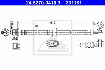 ATE 24.5270-0410.3 тормозной шланг на HONDA CR-V III (RE)