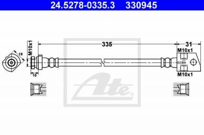 ATE 24.5278-0335.3 тормозной шланг на OPEL FRONTERA B (6B_)