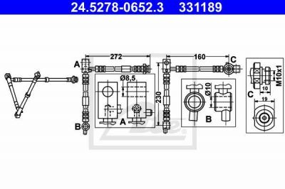 ATE 24.5278-0652.3 тормозной шланг на NISSAN PRIMERA (P12)