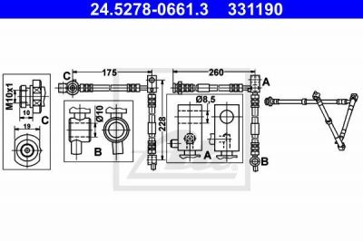 ATE 24.5278-0661.3 тормозной шланг на NISSAN PRIMERA (P12)