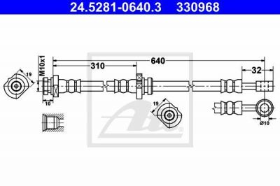 ATE 24.5281-0640.3 тормозной шланг на NISSAN PRIMERA (P12)