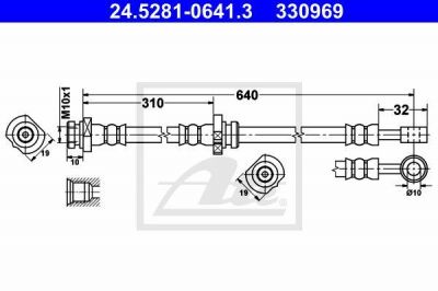 ATE 24.5281-0641.3 тормозной шланг на NISSAN PRIMERA (P12)