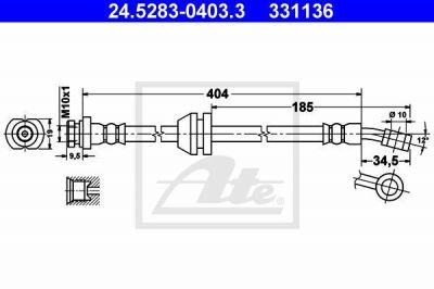 ATE 24.5283-0403.3 тормозной шланг на DAEWOO MATIZ (KLYA)