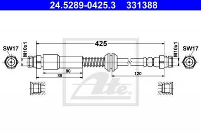 ATE 24.5289-0425.3 тормозной шланг на VW CADDY III фургон (2KA, 2KH, 2CA, 2CH)