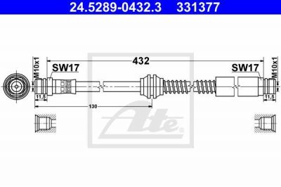 ATE 24.5289-0432.3 тормозной шланг на VW CADDY III фургон (2KA, 2KH, 2CA, 2CH)