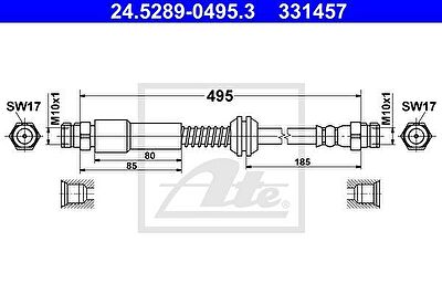 ATE 24.5289-0495.3 тормозной шланг на VW CADDY III фургон (2KA, 2KH, 2CA, 2CH)