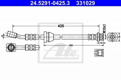 ATE 24.5291-0425.3 тормозной шланг на DAEWOO MATIZ (KLYA)