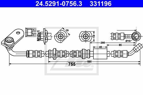 ATE 24.5291-0756.3 тормозной шланг на SUZUKI GRAND VITARA II (JT)