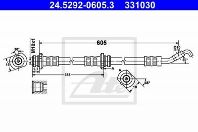 ATE 24.5292-0605.3 тормозной шланг на NISSAN MICRA III (K12)