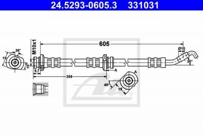 ATE 24.5293-0605.3 тормозной шланг на NISSAN MICRA III (K12)