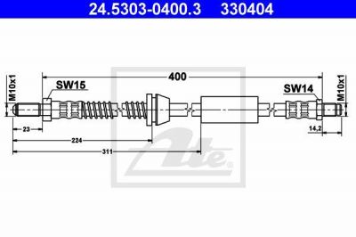 ATE 24.5303-0400.3 тормозной шланг на FORD FIESTA фургон (FVD)