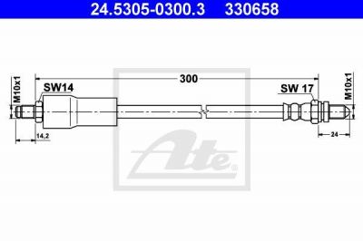 ATE 24.5305-0300.3 тормозной шланг на LADA SAMARA (2108, 2109, 2115)