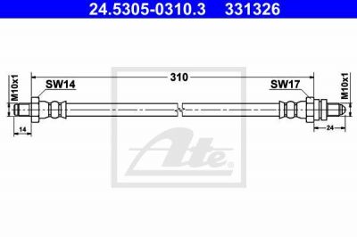 ATE 24.5305-0310.3 тормозной шланг на FORD SCORPIO I (GAE, GGE)