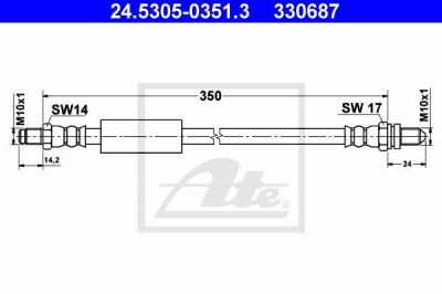 ATE 24.5305-0351.3 тормозной шланг на FORD KA (RB_)