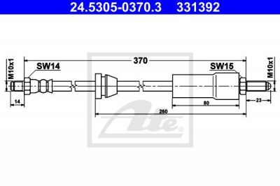 ATE 24.5305-0370.3 тормозной шланг на FORD ORION II (AFF)