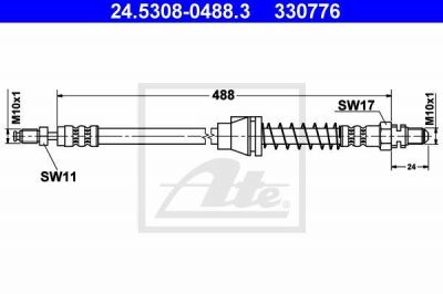 ATE 24.5308-0488.3 тормозной шланг на FORD KA (RB_)