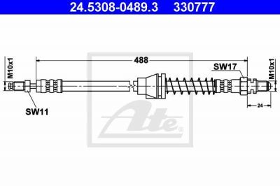 ATE 24.5308-0489.3 тормозной шланг на FORD KA (RB_)