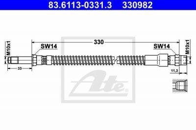 ATE 83.6113-0331.3 тормозной шланг на VOLVO V70 I (LV)