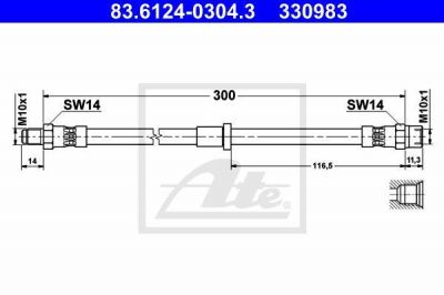 ATE 83.6124-0304.3 тормозной шланг на VOLVO V70 II (SW)