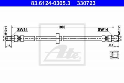 ATE 83.6124-0305.3 тормозной шланг на VOLVO 960 Kombi (965)