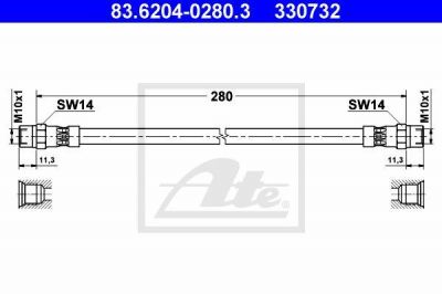 ATE 83.6204-0280.3 тормозной шланг на MERCEDES-BENZ S-CLASS (W126)