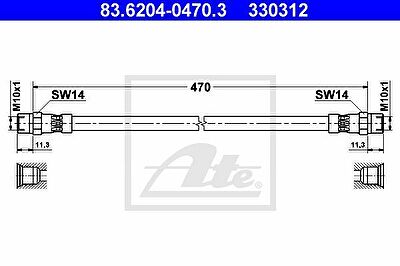 ATE 83.6204-0470.3 тормозной шланг на MERCEDES-BENZ T1 фургон (602)
