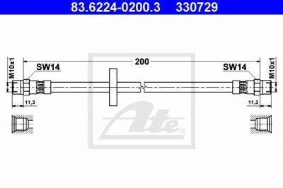 ATE 83.6224-0200.3 тормозной шланг на AUDI 80 (81, 85, B2)