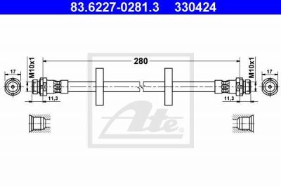 ATE 83.6227-0281.3 тормозной шланг на FORD MONDEO I (GBP)