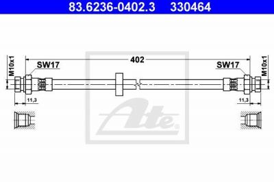 ATE 83.6236-0402.3 тормозной шланг на SEAT INCA (6K9)