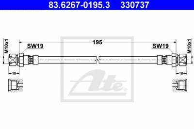 ATE 83.6267-0195.3 тормозной шланг на OPEL KADETT E фургон (37_, 47_)