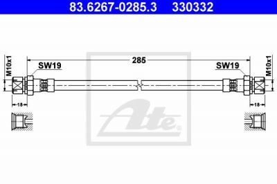 ATE 83.6267-0285.3 тормозной шланг на OPEL MONZA A (22_)