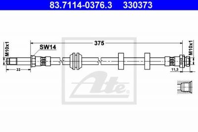 ATE 83.7114-0376.3 Шланг тормозной FORD (1071938)