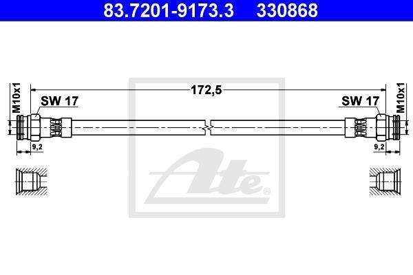 ATE 83.7201-9173.3 тормозной шланг на FIAT PUNTO (188)