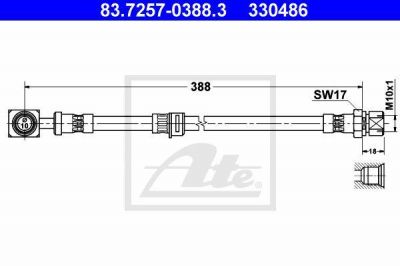 ATE 83.7257-0388.3 тормозной шланг на OPEL VECTRA B (36_)