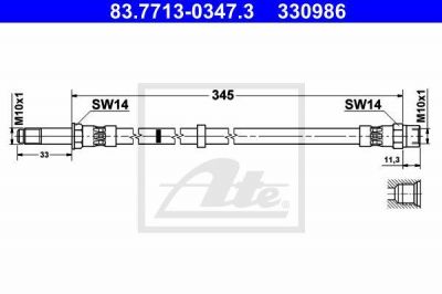 ATE 83.7713-0347.3 тормозной шланг на VOLVO XC70 CROSS COUNTRY