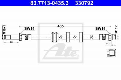 ATE 83.7713-0435.3 тормозной шланг на VW GOLF III (1H1)