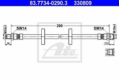 ATE 83.7734-0290.3 тормозной шланг на VW POLO купе (86C, 80)